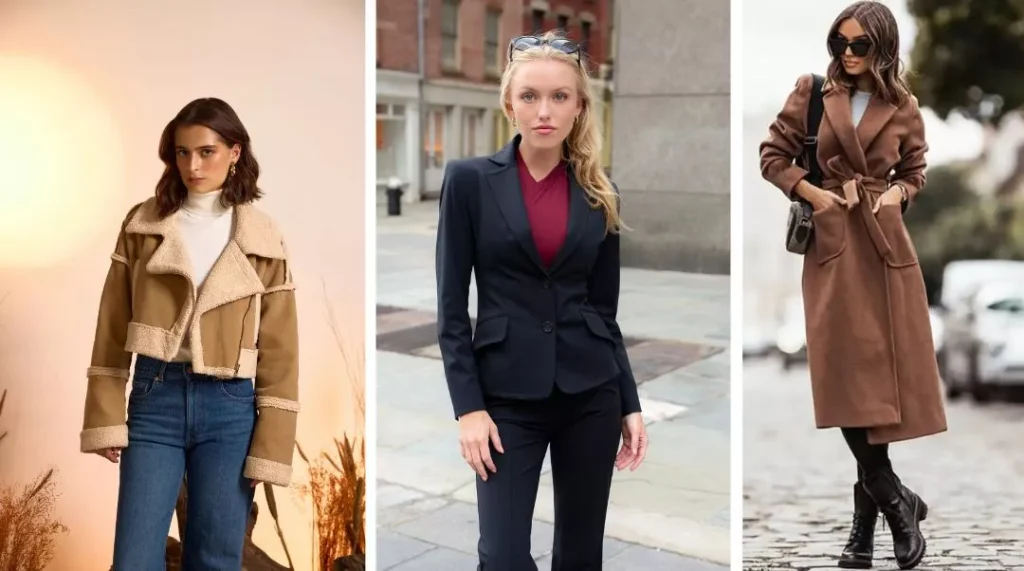 Outerwear: Cropped jackets, fitted blazers, longline coats