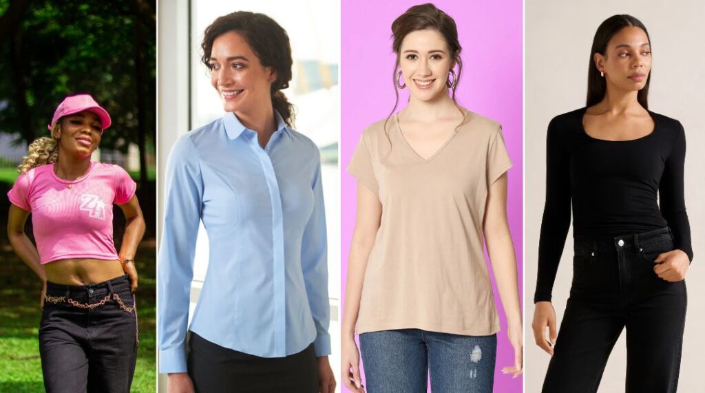 Tops: Crop tops, fitted blouses