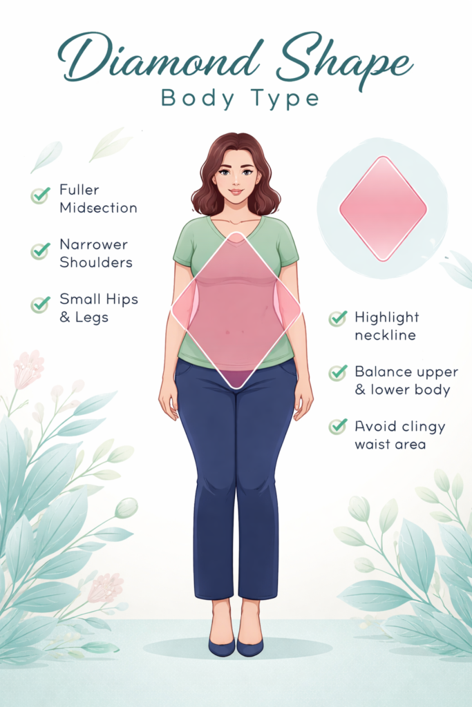 Features of Diamond Shape Body Type