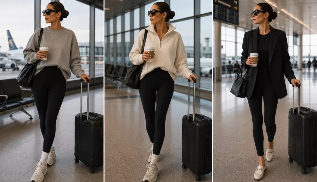 effortless matching set airport look