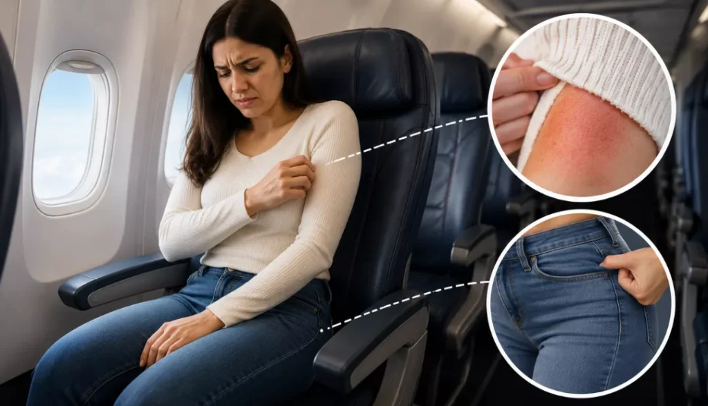 Uncomfortable new clothes on flight
