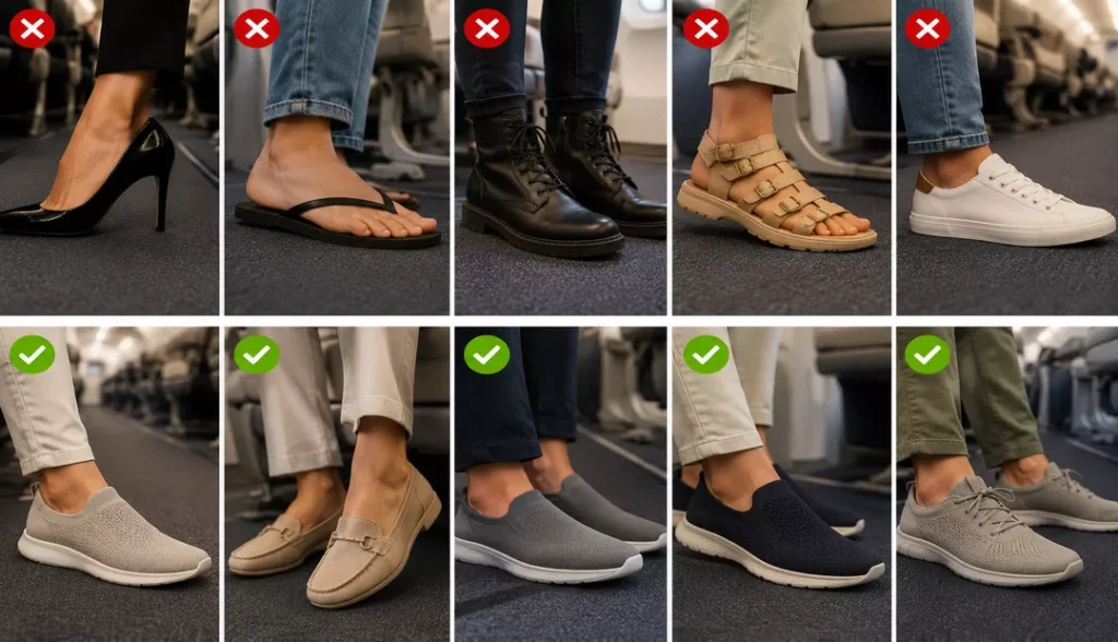 Wrong footwear for air travel
