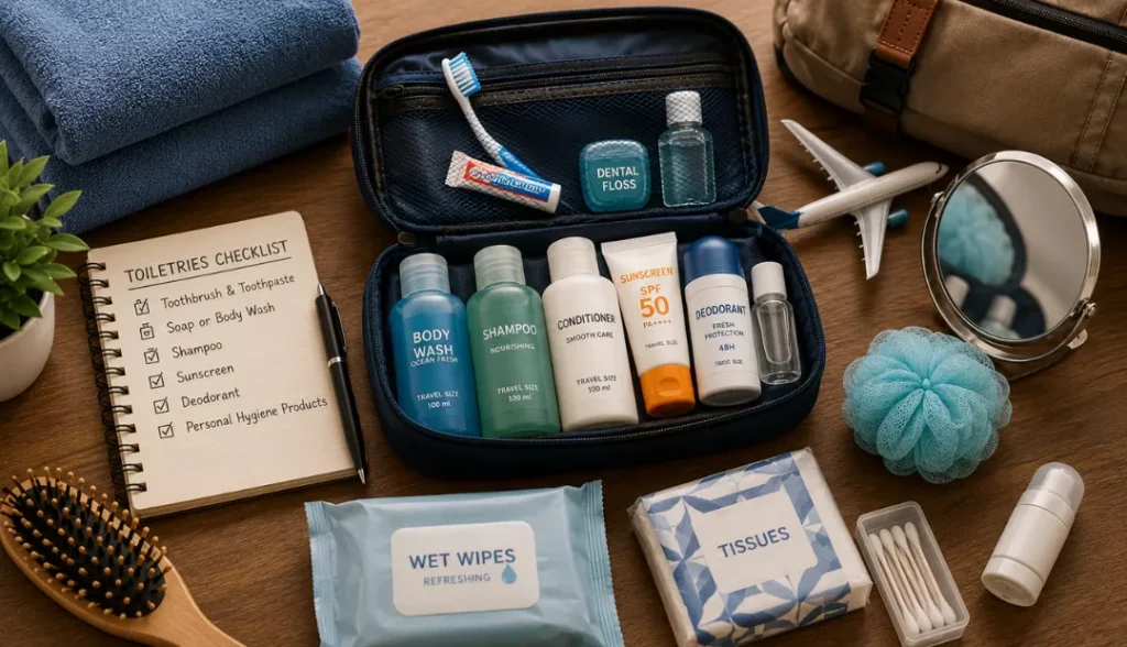 Essential toiletries for solo traveler
