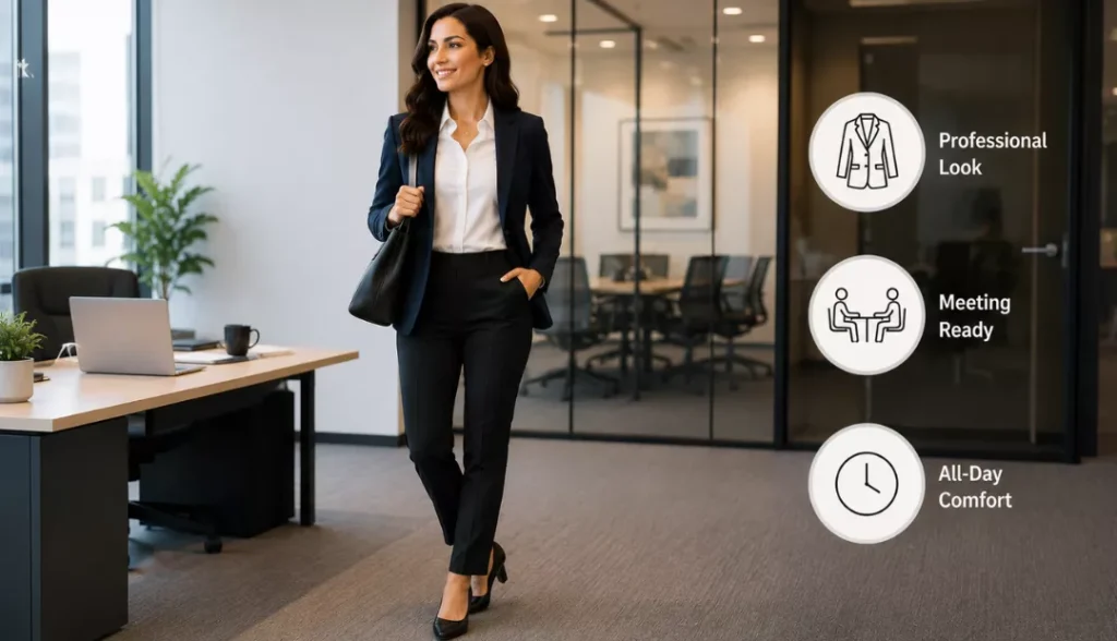 Office Wear Ponte fabric pants