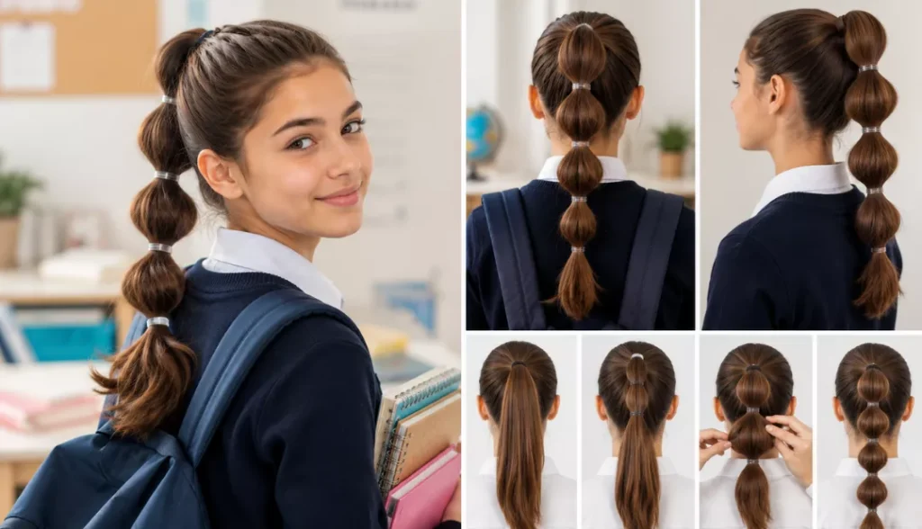 Trendy Bubble Ponytail Back to School Hairstyles